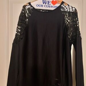 Elegant Black Lace Sleeve Top